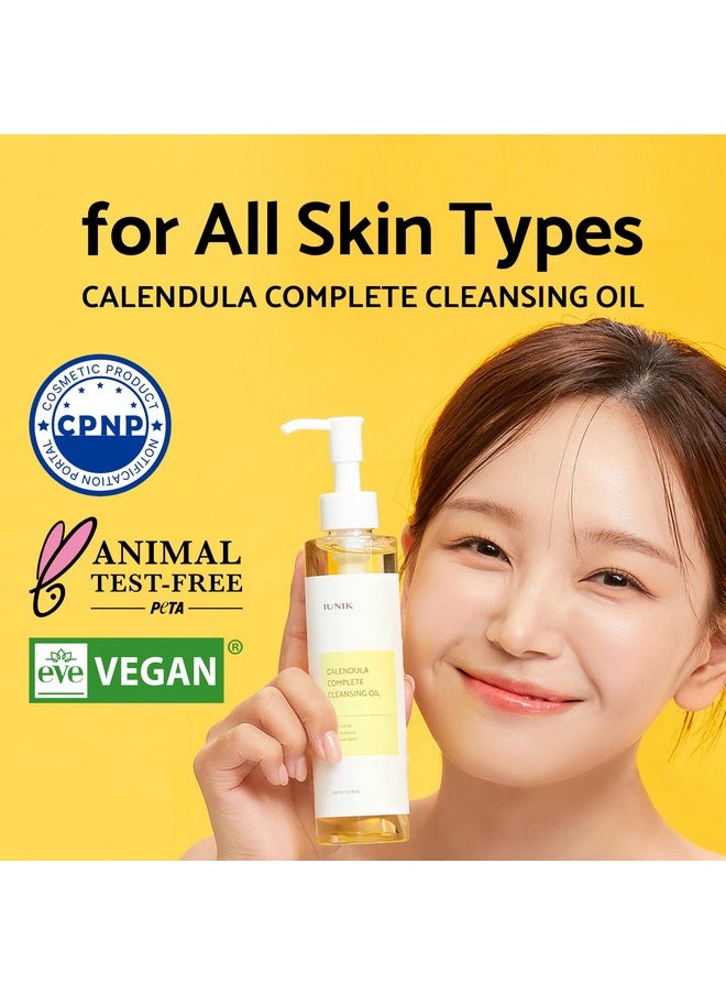 iUNIK Calendula Cleansing Oil & Centella Calming Sunscreen Set - Gentle Makeup Remover & SPF 50+ Sun Protection for Sensitive Skin - Hydrating, Soothing, Vegan K-Beauty Essentials All Skin Types