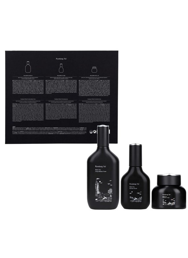 [PKY] Pyunkang Yul Black Tea Line Gift Box Set, Deep Nurishment for Anti-aging, Rich Moisture Toner, Revitalizing Serum & Condensed Nourishing Cream, Zero-Irritation, Korean Skincare (3-item set)
