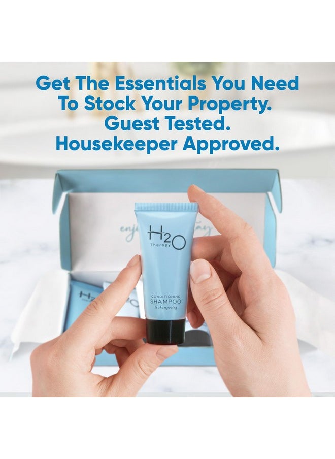 H2O Therapy Amenity Kit | Hotel Bulk Toiletries | 0.85 oz Shampoo, Conditioner, Lotion, Body Wash, Body Bar Soap for Guest Hospitality Vacation Rentals | 1 Set/Case