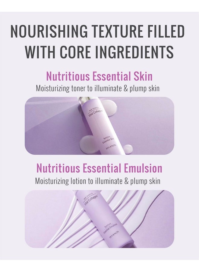 ISA KNOX Age Focus Vital Collagen Skincare Set (14.54 fl oz) - Korean Skincare for Firming, Hydrating, and Nourishing. with Low-Molecular Collagen and Essential Vitamins.