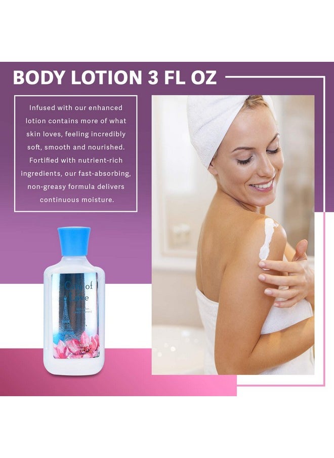 Vital Luxury Bath & Body Care Travel Set - Home Spa Set with Body Lotion, Shower Gel and Fragrance Mist, Personal Body Care Travel Set (City of Love)