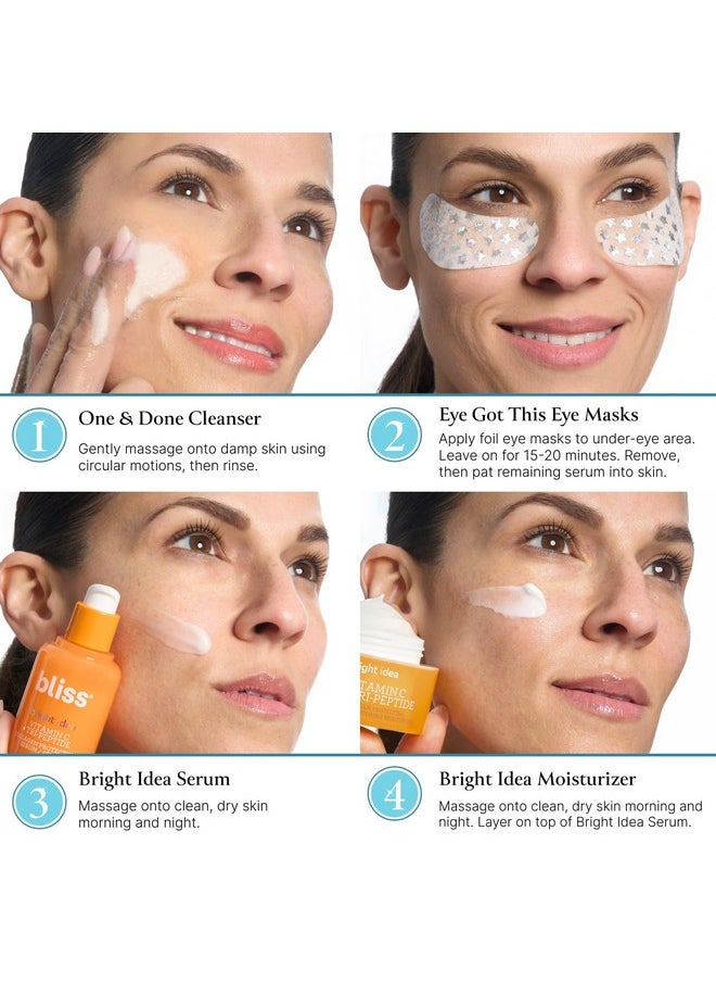 Bliss The Elder Millennial Kit Complete Skincare Essentials Set | Includes Daily Face Cleanser, Under Eye Masks, Brightening Vitamin C Serum and Moisturizer