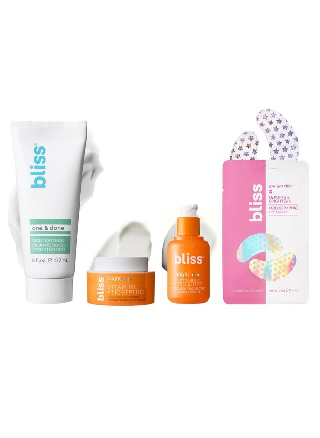 Bliss The Elder Millennial Kit Complete Skincare Essentials Set | Includes Daily Face Cleanser, Under Eye Masks, Brightening Vitamin C Serum and Moisturizer