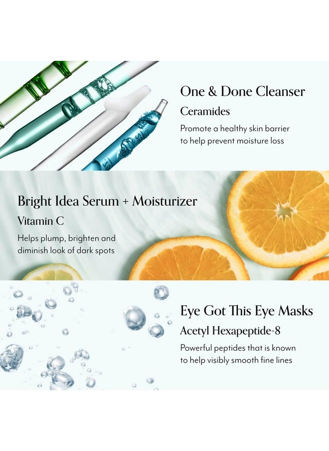 Bliss The Elder Millennial Kit Complete Skincare Essentials Set | Includes Daily Face Cleanser, Under Eye Masks, Brightening Vitamin C Serum and Moisturizer