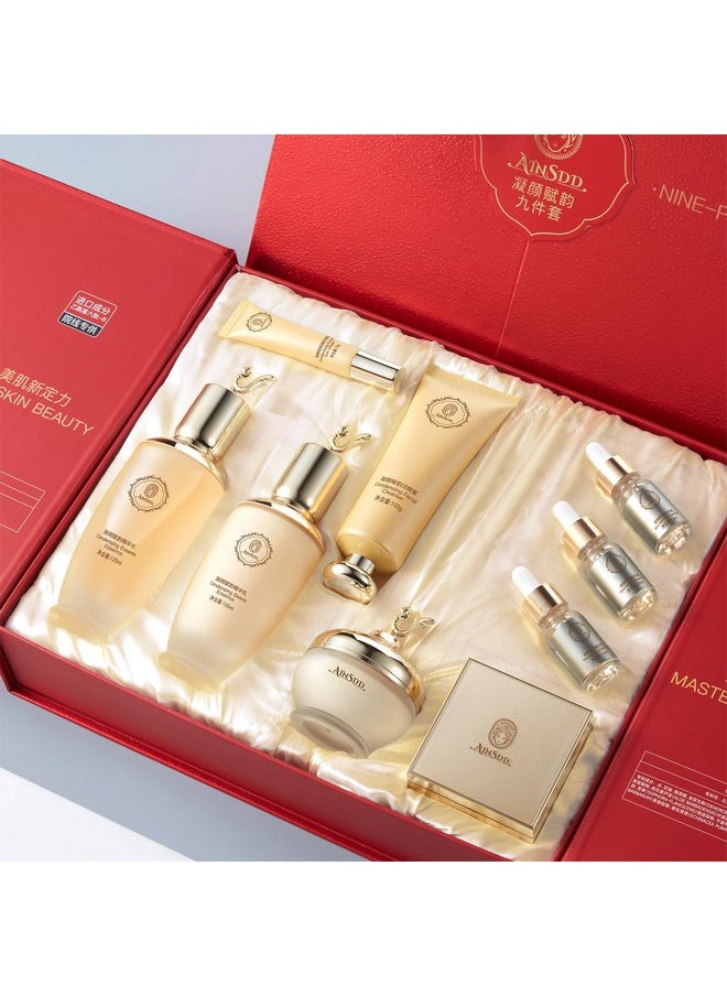 AESTHTANY Condensing Beauty Nine-Pieces Skin Care Set kit Women Beauty Gift with Cleanser, Toner, Serum, Lotion, Eye Cream, Face Cream, BB Cream for Birthday, Christmas Day and Valentine's Day