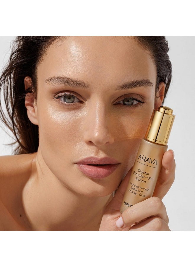 AHAVA Crystal Osmoter X6 Serum Duo Set, 1 Fl.Oz x 2 - Smooth oily lotion with Dead Sea Minerals & Osmoter, to enhance skin radiance, provide firmness and treatment against wrinkles & fine lines