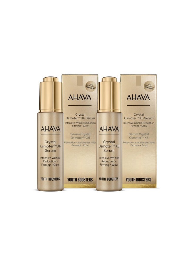 AHAVA Crystal Osmoter X6 Serum Duo Set, 1 Fl.Oz x 2 - Smooth oily lotion with Dead Sea Minerals & Osmoter, to enhance skin radiance, provide firmness and treatment against wrinkles & fine lines