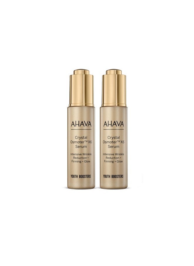 AHAVA Crystal Osmoter X6 Serum Duo Set, 1 Fl.Oz x 2 - Smooth oily lotion with Dead Sea Minerals & Osmoter, to enhance skin radiance, provide firmness and treatment against wrinkles & fine lines