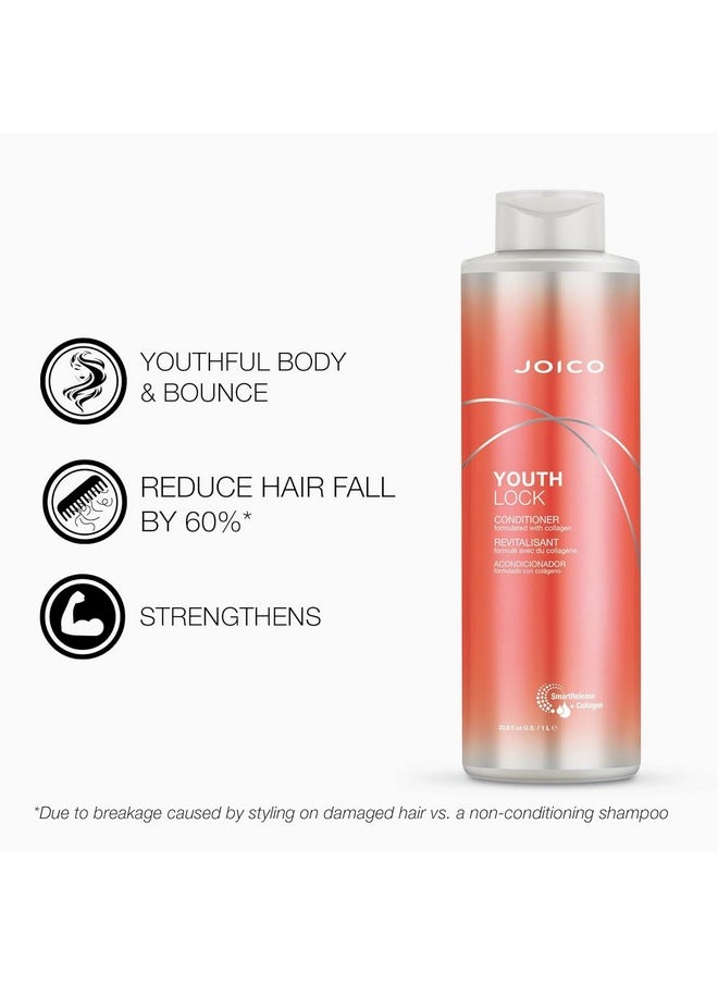 YouthLock Shampoo & Conditioner Set Formulated with Collagen | Youthful Body & Bounce | Reduce Breakage & Frizz | Free of SLS/SLES Sulfates | 33.8 Fl Oz (Pack of 2)