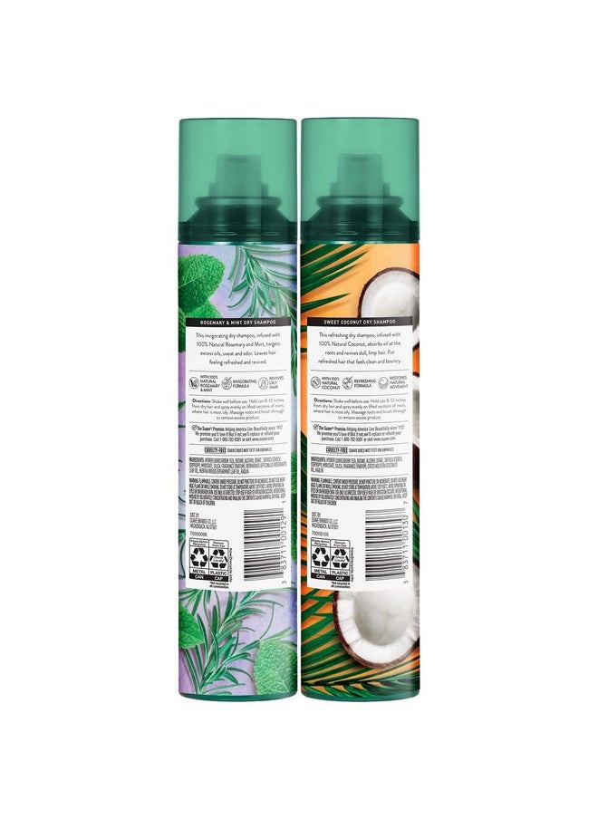 Suave Dry Shampoo Spray Variety 2-Pack - Invigorating Rosemary & Mint, Refreshing Sweet Coconut, 4.3 Oz Ea