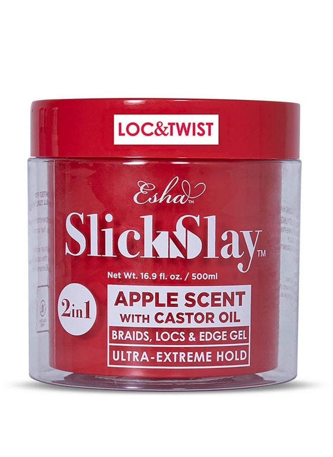 Esha Slick N Slay Braiding Gel - 3-in-1 Ultra Extreme Hold Hydrating Conditioning Shining Gel for Hair - Fast Dry Locking Gel for Locs, Twists, Braids (Apple, 17 Oz.)