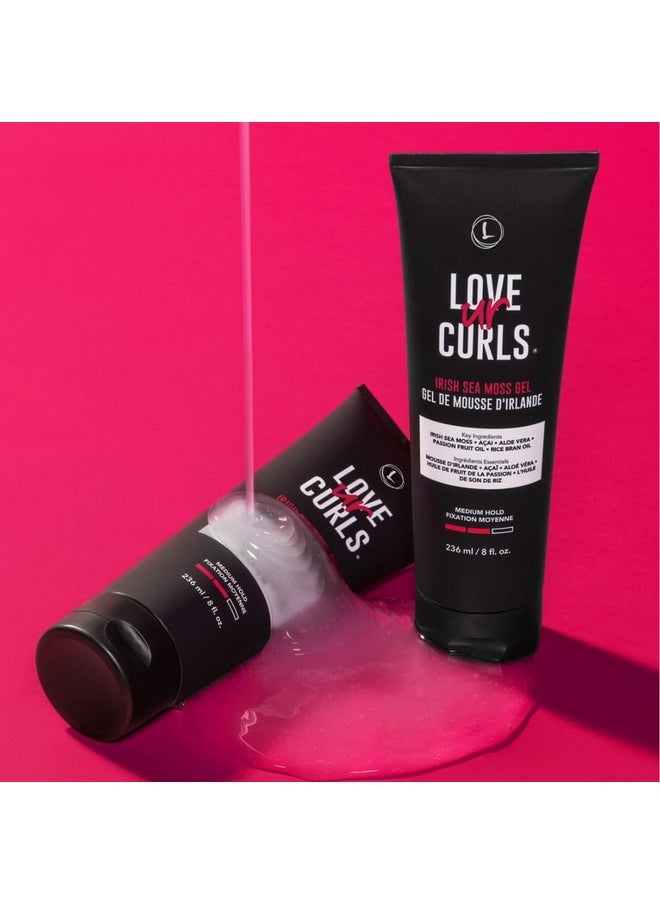 Love Ur Curls - Irish Sea Moss Hair Gel 2 Pack, Medium Hold Hair Styling Curling Gel for Defined Curly Hair, Waves & Coils, Vegan, Cruelty Free