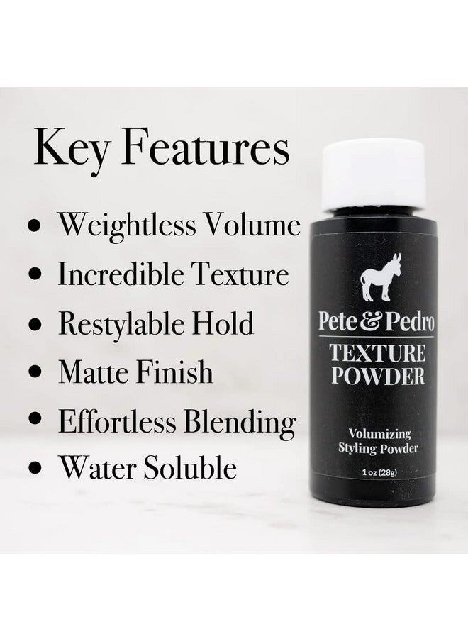 Pete & Pedro TEXTURE POWDER - Texturizing and Volumizing Styling Powder For Men & Women | Adds Mega Volume & Texture, Matte Finish, Root Lifting & Restyleable Hold | As Seen on Shark Tank, 1 oz.