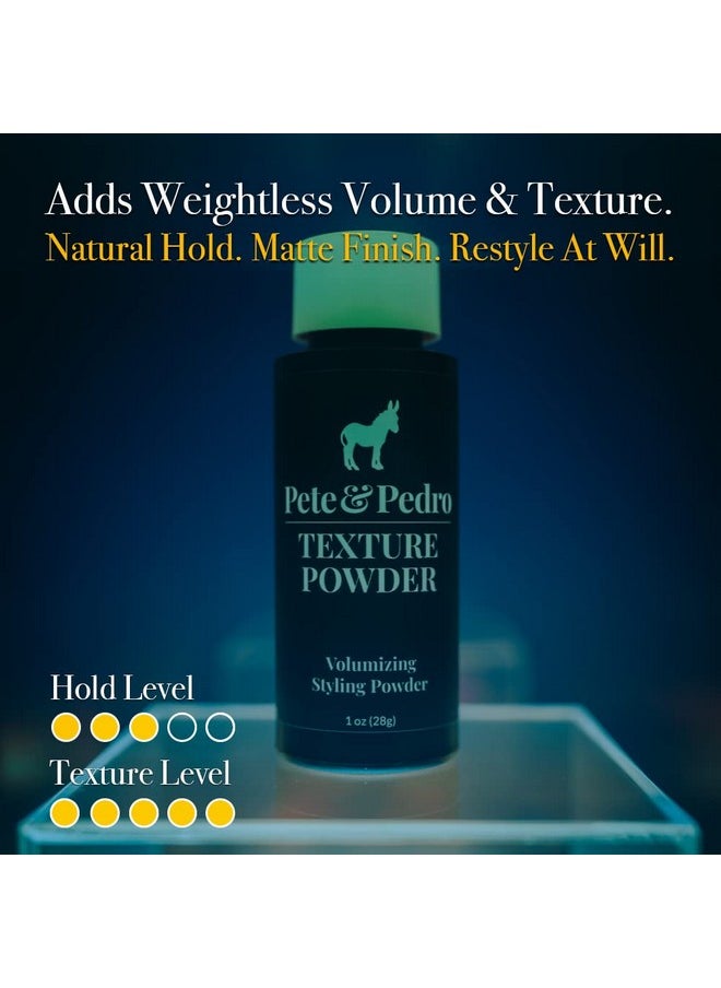 Pete & Pedro TEXTURE POWDER - Texturizing and Volumizing Styling Powder For Men & Women | Adds Mega Volume & Texture, Matte Finish, Root Lifting & Restyleable Hold | As Seen on Shark Tank, 1 oz.