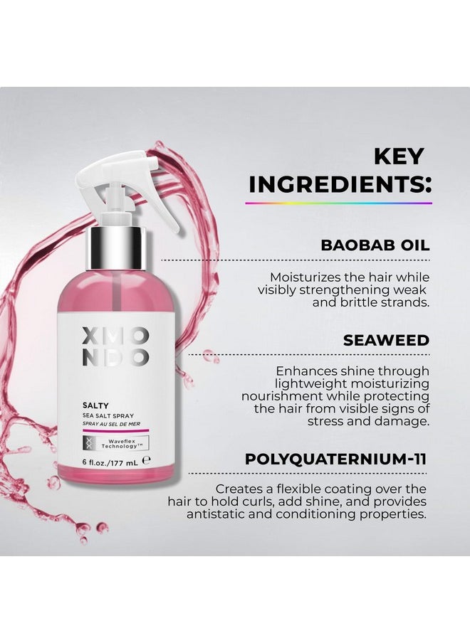 XMONDO Hair Salty Sea Salt Spray - Vegan Formula with Natural Minerals, Seaweed Extracts, and Baobab Oil to Fight Static, Enhance Hydration, and Add Shine, 6 Fl Oz 1-Pack