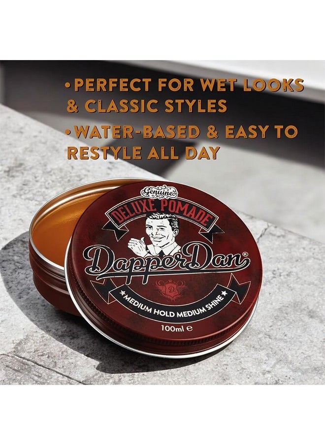 Deluxe Pomade By Dapper Dan, Medium Hold Medium Shine, No Greasiness Or Flakiness, Citrus & Vanilla Fragrance 100ml