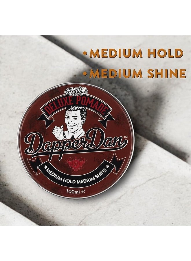 Deluxe Pomade By Dapper Dan, Medium Hold Medium Shine, No Greasiness Or Flakiness, Citrus & Vanilla Fragrance 100ml