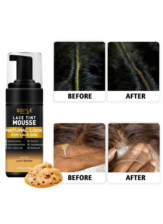 Lace Tint Melting Spray Set, Natural Finishing Lace Color for Women's Hair Wigs, Toupees & Hairpieces (Light Brown)