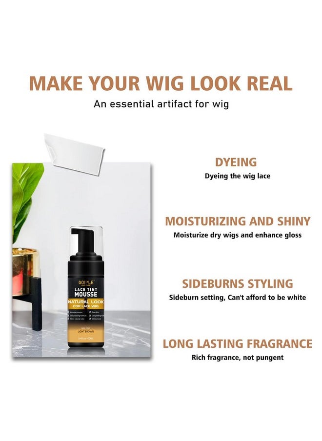 Lace Tint Melting Spray Set, Natural Finishing Lace Color for Women's Hair Wigs, Toupees & Hairpieces (Light Brown)