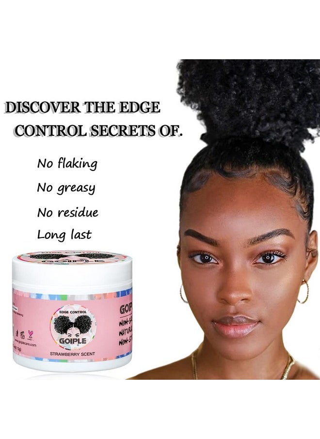 Edge Control Wax for Women Strong Hold Non-greasy Edge Smoother, Edge Wax Styling Tamer Edge Control for Black Hair No Flaking, White Residue, Shine and Smooth Strawberry Scent 4oz