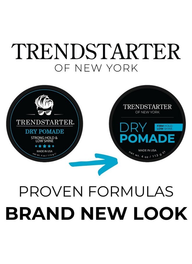 TRENDSTARTER - DRY POMADE (4oz) - Firm Hold - Low Shine - Water-Based Gel Type Pomade - All-Day Hold Premium Hair Styling Products