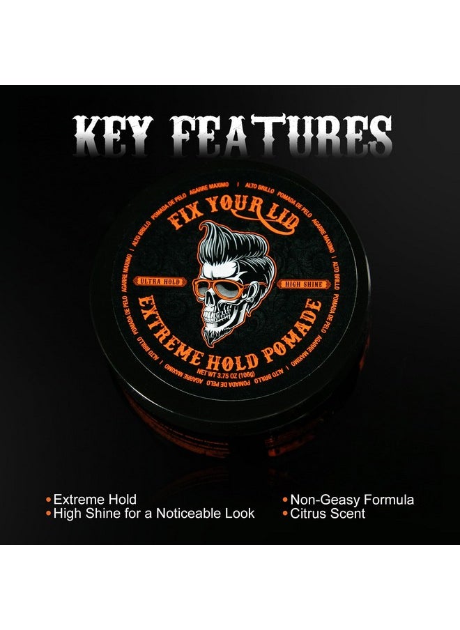 Fix Your Lid Extreme Hold Hair Pomade For Men - High Shine Water Based Hair Gel 3.75 oz - Easy To Wash Out