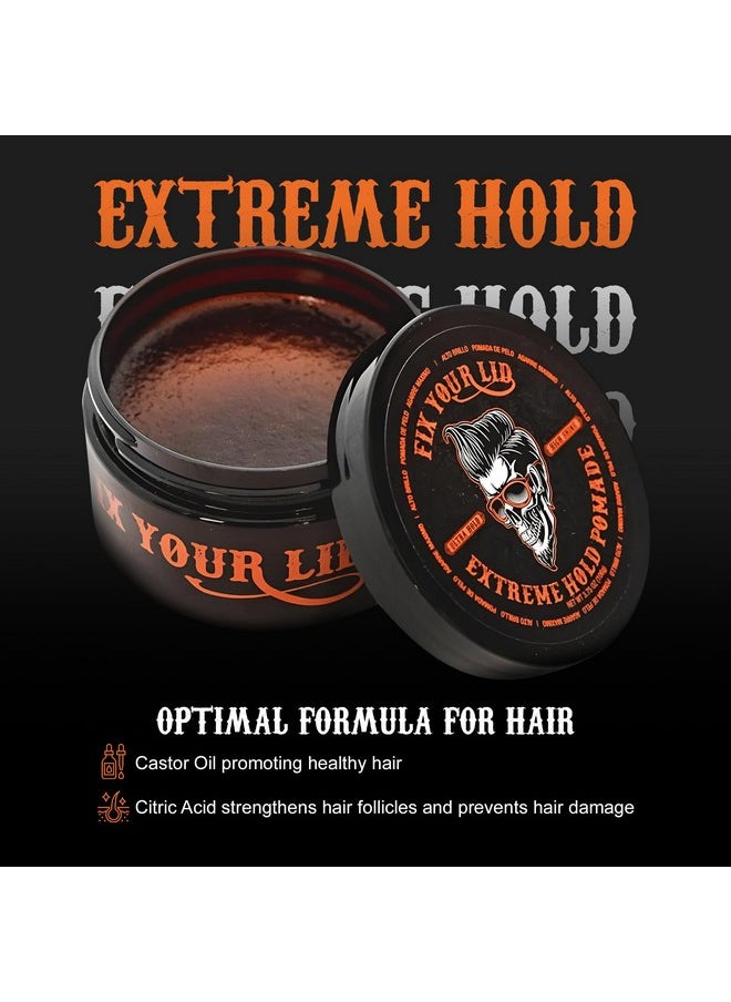 Fix Your Lid Extreme Hold Hair Pomade For Men - High Shine Water Based Hair Gel 3.75 oz - Easy To Wash Out