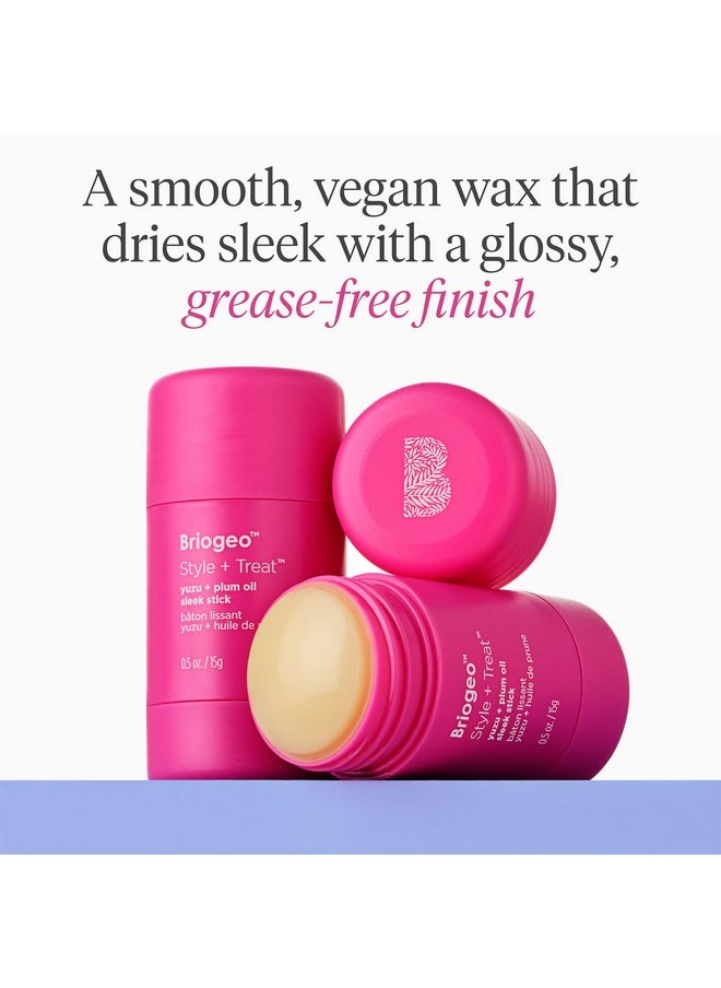 Briogeo Style + Treat Yuzu + Plum Oil Sleek Stick, Vegan Wax Hair Stick, Non-Greasy, Travel-Friendly, Tames Flyaways, Styling Stick for All Hair Types, Vegan, Cruelty-Free, 0.5 oz