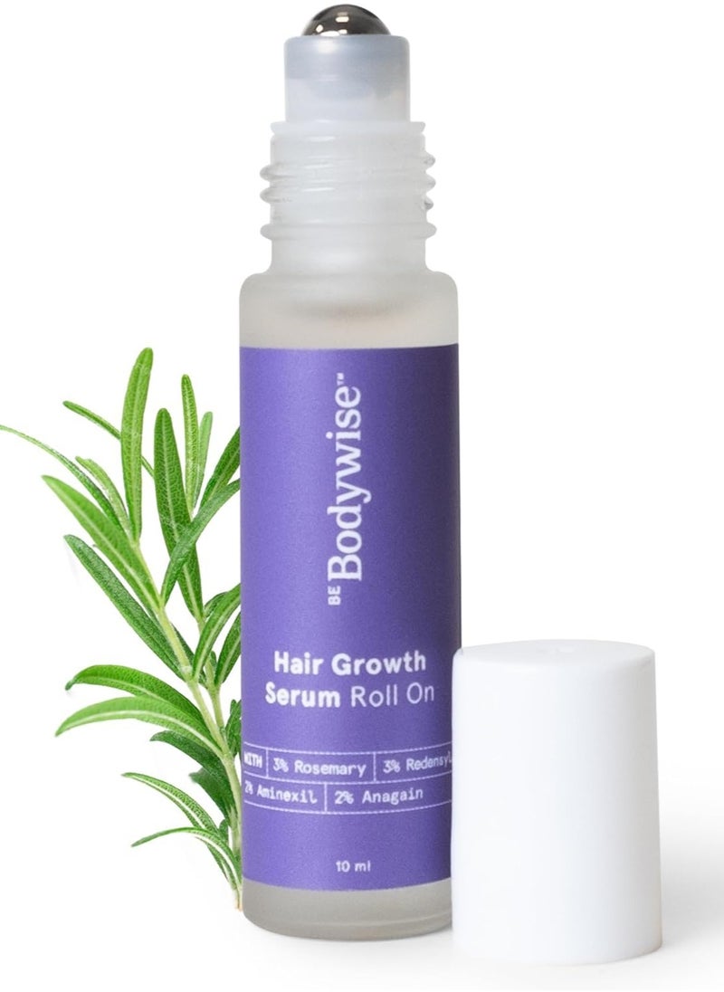 Be Bodywise 3% Rosemary Hair Growth Serum (Roll On) 10ml | 3% Redensyl, 2% Aminexil & 2% Anagain | Thicker & Stronger Hair Growth |For All Hair Types
