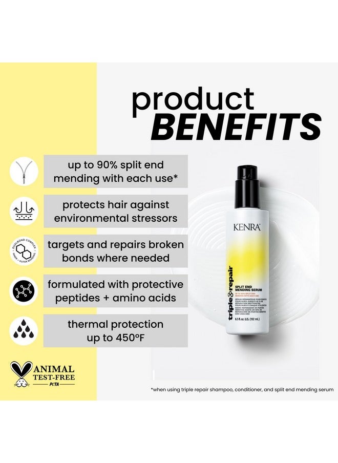 Kenra Triple Repair Split End Mending Serum | Up to 90% Split End Mending with Each Use | Targets & Repairs Weak or Broken Bonds | Split Ends | Damaged Hair | Bond Builder| Sulfate-Free | 6.5 fl. oz.