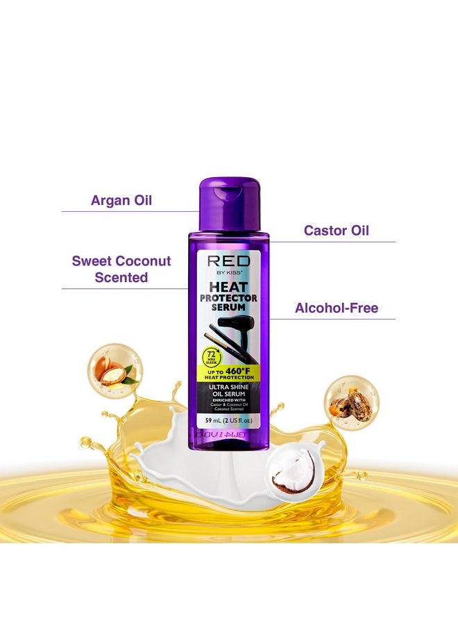Red by Kiss Heat Protector Hair Styling Serum, Thermal Protection Ultra Shine Oil Serum, Protects Hair form Heat Damage, Anti Frizz Strengthening Hydrating (2 Fl Oz)