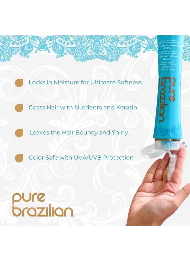 Pure Brazilian Daily Anti-Frizz Serum, 3 Fl Oz - Smoothing and Shine Enhancer for All Hair Types