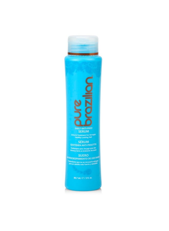 Pure Brazilian Daily Anti-Frizz Serum, 3 Fl Oz - Smoothing and Shine Enhancer for All Hair Types