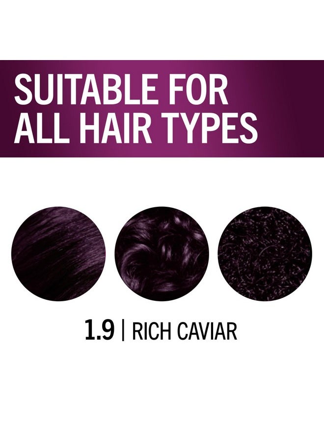 Schwarzkopf Keratin Color Permanent Hair Color, 1.9 Rich Caviar, 1 Application - Professionally Inspired Permanent Hair Dye, for up to 80% Less Breakage vs Untreated Hair and up to 100% Gray Coverage