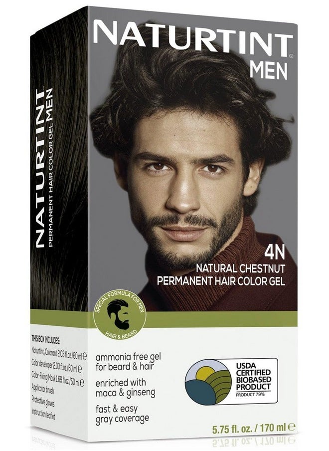 Naturtint 4N Natural Chestnut Mens Permanent Hair Color for Hair Beard and Mustache (Pack of 1), Ammonia Free, up to 100% Gray Coverage, Natural Looking Long Lasting Results