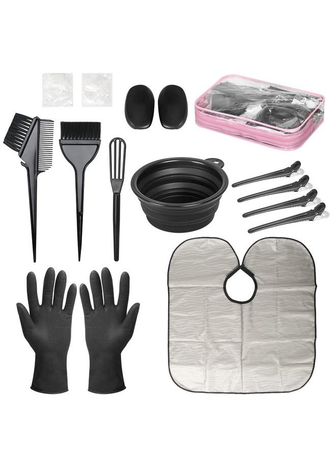 ROOHUA 16 Pieces Hair Dye Coloring Kit- Hair Tinting Bowl, Hair agitator, Dye Brush, Ear Cover, Hairpin, Hair Coloring Cape For Hair Dye Tools