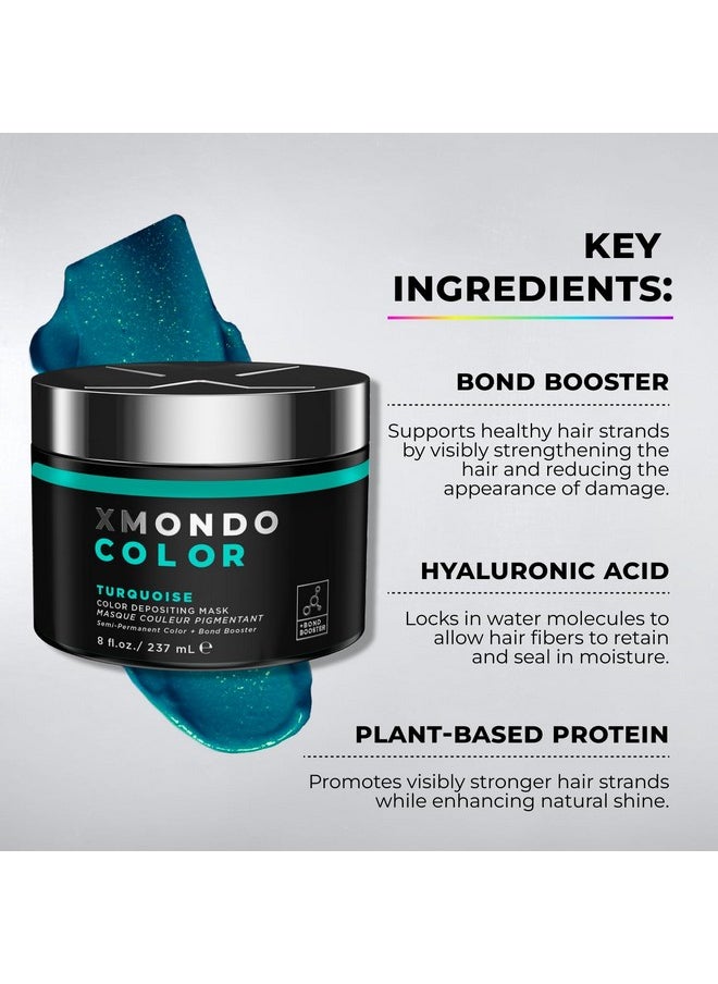 XMONDO Color Turquoise Depositing Mask & Semi-Permanent Turquoise Dye | Infused with Bond Booster Technology & Hyaluronic Acid for Nourishment, Revitalization & Repair, Vegan Formula, 8 Fl Oz 1-Pack