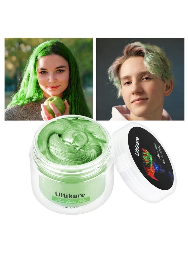 Green Hair Dye Wax, Ultikare Temporary Hair Color for Kids 3.4 Fl Oz Washable Natural Hair Wax Color Dye Mud Cream DIY Hairstyle Clay For Halloween, Cosplay, Party, Christmas Gift Boys