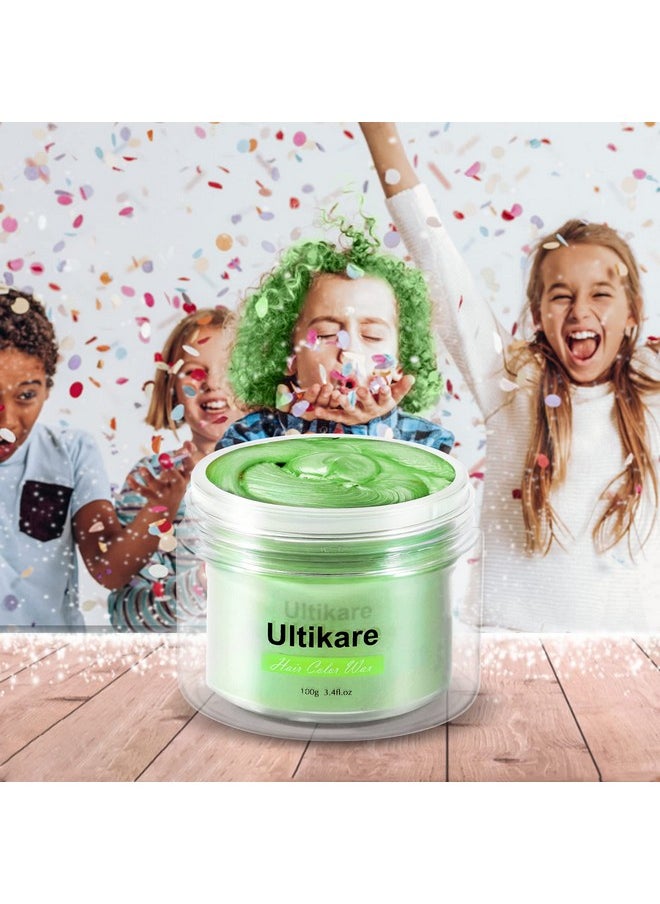Green Hair Dye Wax, Ultikare Temporary Hair Color for Kids 3.4 Fl Oz Washable Natural Hair Wax Color Dye Mud Cream DIY Hairstyle Clay For Halloween, Cosplay, Party, Christmas Gift Boys
