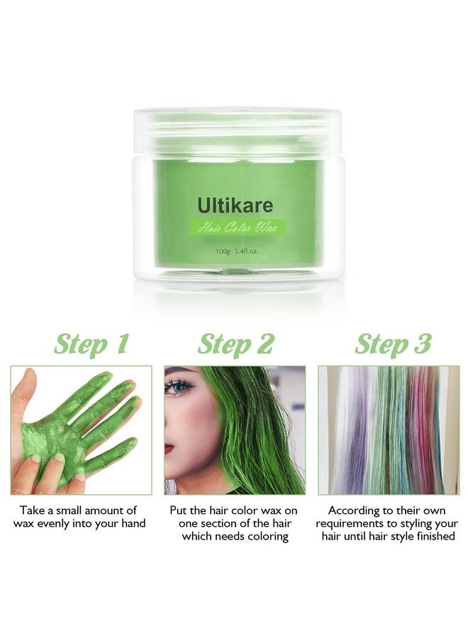 Green Hair Dye Wax, Ultikare Temporary Hair Color for Kids 3.4 Fl Oz Washable Natural Hair Wax Color Dye Mud Cream DIY Hairstyle Clay For Halloween, Cosplay, Party, Christmas Gift Boys