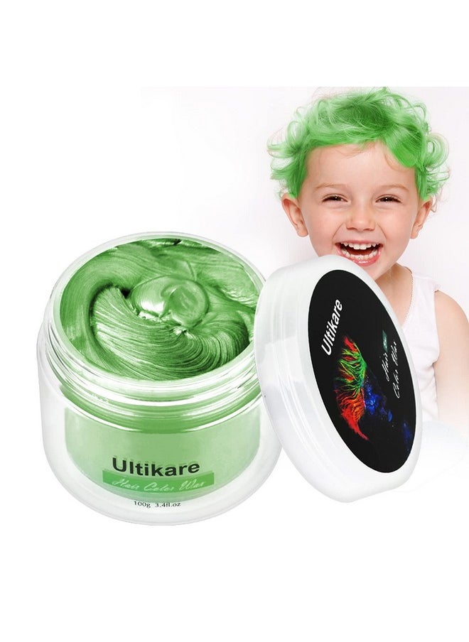 Green Hair Dye Wax, Ultikare Temporary Hair Color for Kids 3.4 Fl Oz Washable Natural Hair Wax Color Dye Mud Cream DIY Hairstyle Clay For Halloween, Cosplay, Party, Christmas Gift Boys