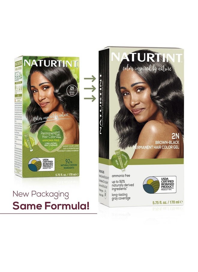 Naturtint 2N Brown Black Permanent Hair Color (Pack of 1), Ammonia Free, Vegan, Cruelty Free, up to 100% Gray Coverage, Long Lasting Results (Packaging may vary)