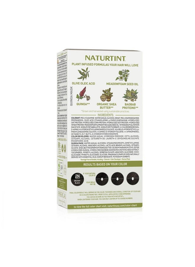 Naturtint 2N Brown Black Permanent Hair Color (Pack of 1), Ammonia Free, Vegan, Cruelty Free, up to 100% Gray Coverage, Long Lasting Results (Packaging may vary)