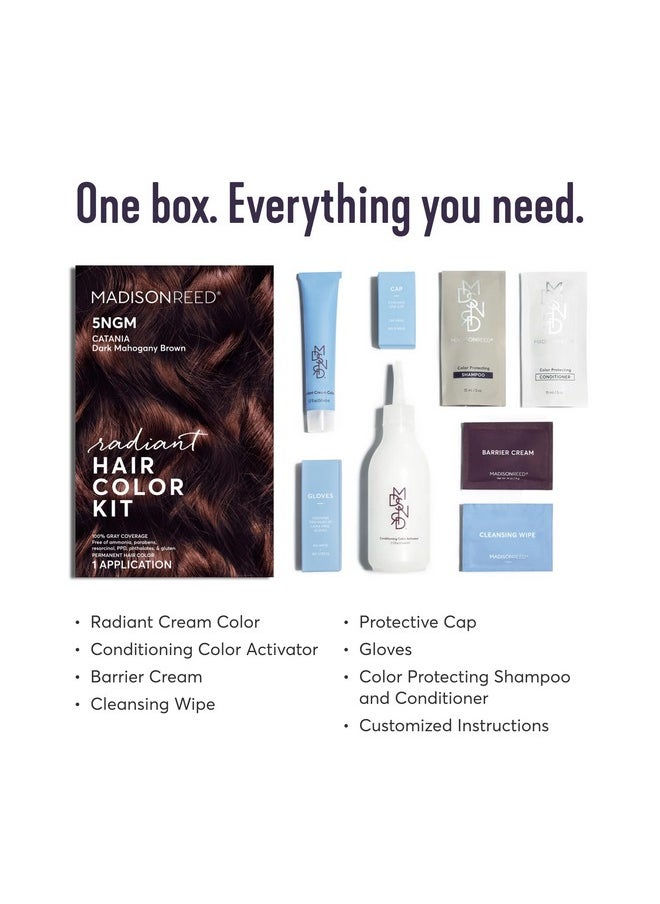 Madison Reed Radiant Hair Color Kit, Dark Cinnamon Brown for 100% Gray Coverage, Ammonia-Free, 5NGM Catania Brown, Permanent Hair Dye, Pack of 2
