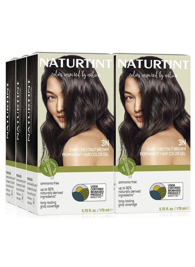 Naturtint 3N Dark Chestnut Brown Permanent Hair Color (Pack of 6), Ammonia Free, Vegan, Cruelty Free, up to 100% Gray Coverage, Long Lasting Results (Packaging may vary)
