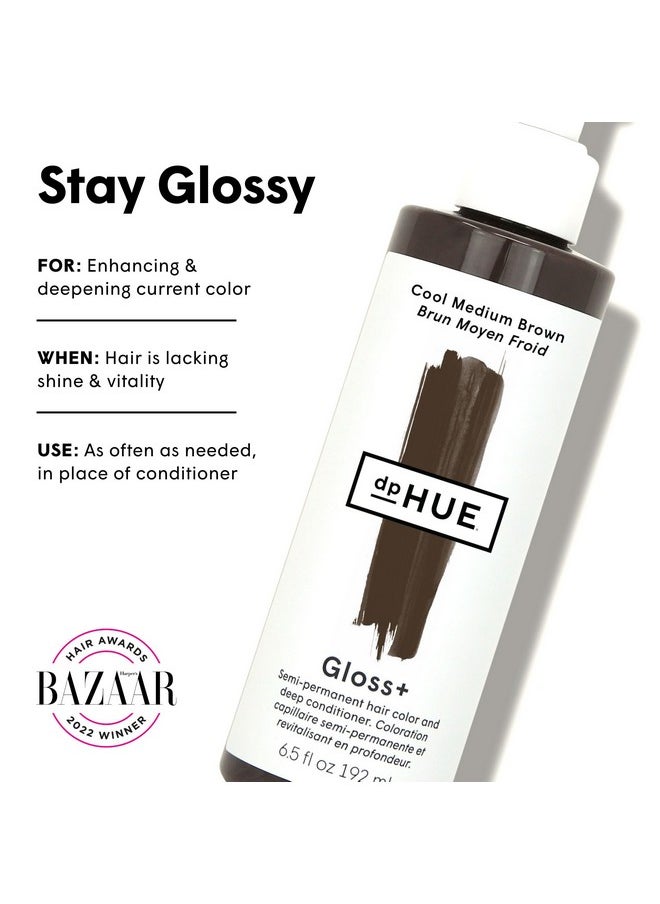 dpHUE Gloss+, Cool Medium Brown - 6.5 oz (8-12 Applications) - Semi-Permanent Hair Color & Conditioner - Lasts Up to Eight Washes - Paraben, SLS & SLES Sulfate Free - Vegan, Leaping Bunny Certified