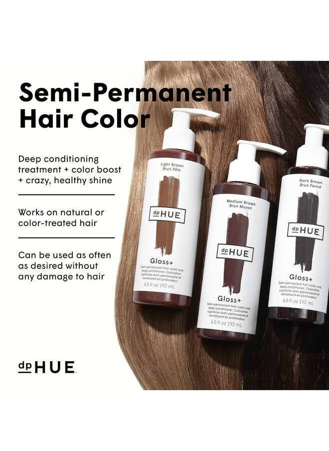 dpHUE Gloss+, Cool Medium Brown - 6.5 oz (8-12 Applications) - Semi-Permanent Hair Color & Conditioner - Lasts Up to Eight Washes - Paraben, SLS & SLES Sulfate Free - Vegan, Leaping Bunny Certified