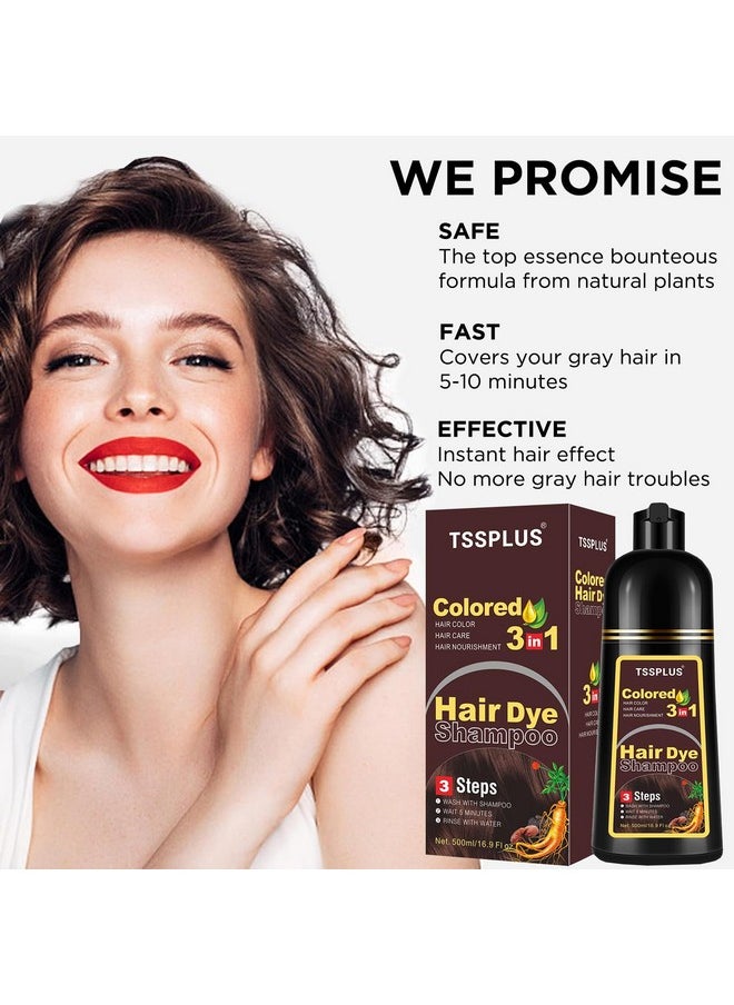 TSSPLUS 500ml Hair Coloring Shampoo Organic Natural Black Hair Dye for Women Men Cover Gray White Hair, Instant Hair Colouring (Light Brown)