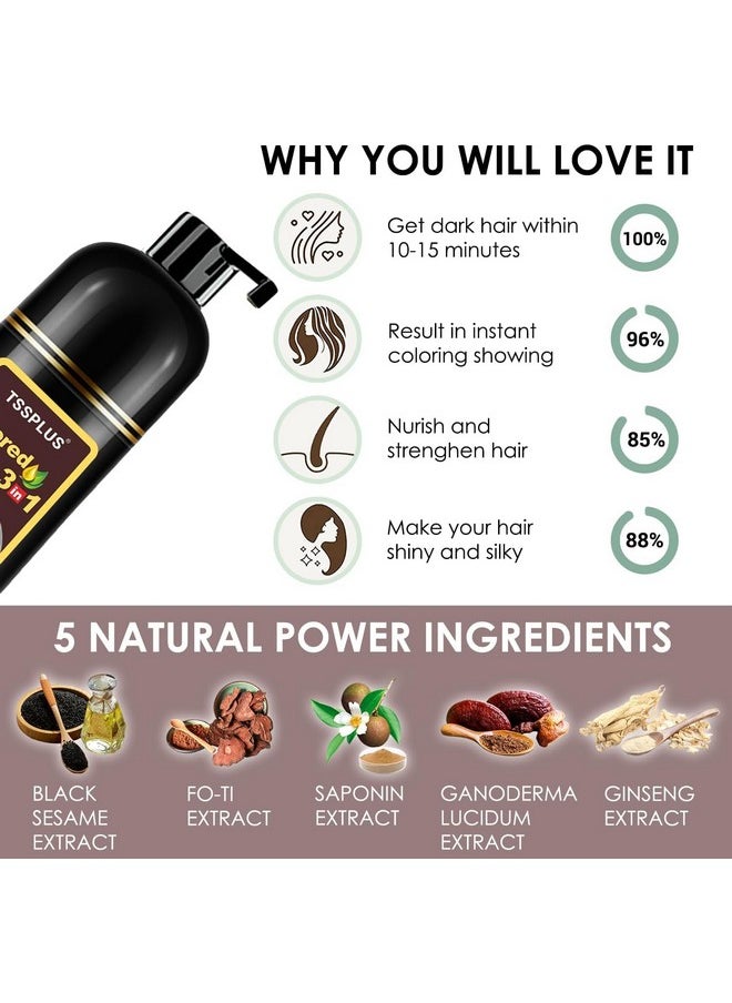 TSSPLUS 500ml Hair Coloring Shampoo Organic Natural Black Hair Dye for Women Men Cover Gray White Hair, Instant Hair Colouring (Light Brown)