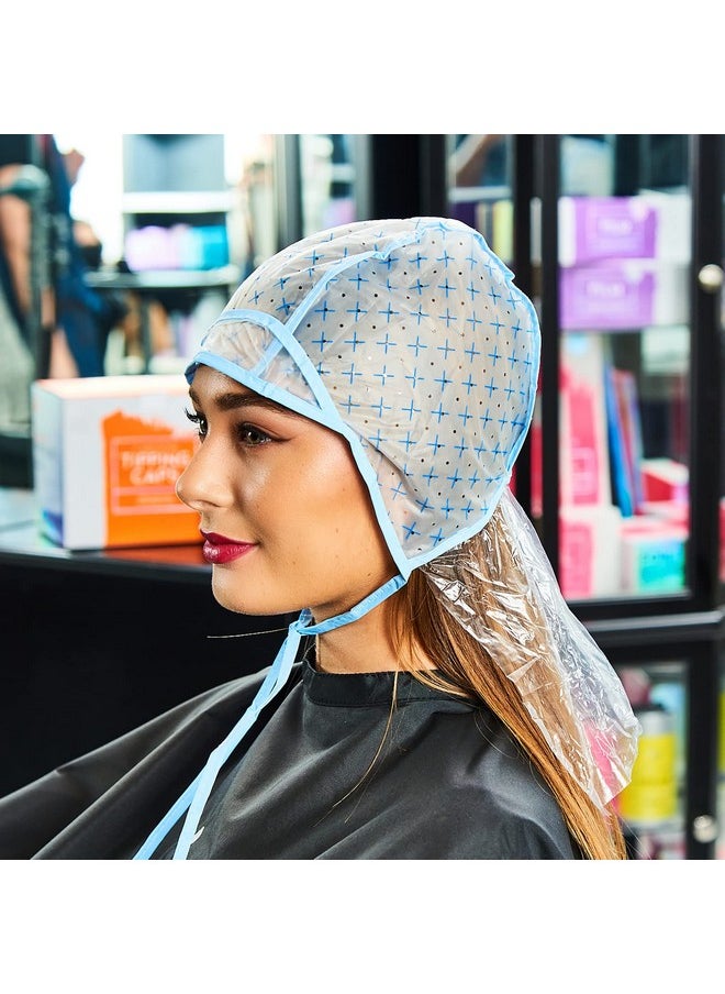 Colortrak 12 Disposable Hair Dyeing Caps with 1 Needle Kit for Tipping, Color and Highlighting, Lined Cap with Neck Protector Minimizes Color Bleeding, Pull-Out Visor Protects Face, Flap Protects Skin